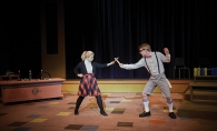 Georgia Reding and Dan Prather in costume for The 25th Annual Putnam Spelling Bee Musical at Century College