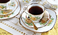 Vintage tea set, tea sandwiches and scones make for a perfect tea party. Styled by Rae Danneman with items courtesy of Avalon Tearoom.