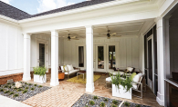 A fully-decorated paver patio.