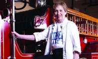 Mayor Jo Emerson with the vintage LaFrance fire truck she rides in the Manitou Days parade every year.