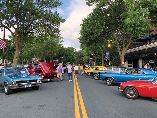A row of classic cars at White Bear Lake Marketfest 2019