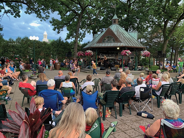 The crowd watches a show at White Bear Lake Marketfest 2019.