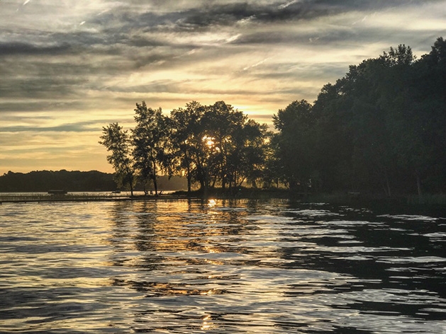 The sun sets over White Bear Lake