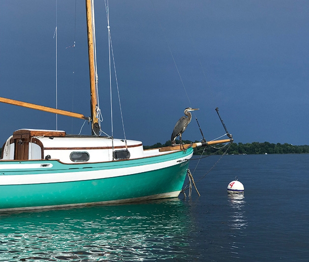 A boat on White Bear Lake in the aftermath of a storm.