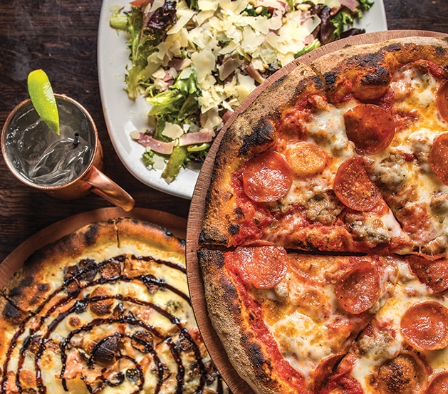 Pizzas and other menu offerings from Pizzeria Pezzo in White Bear Lake