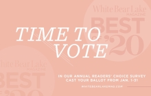 A graphic announcing voting for the 2020 Best of White Bear Lake Magazine readers' choice survey