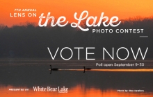 A graphic advertising voting for the 2019 Lens on the Lake photo contest