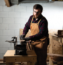 Frank Hinck of Walnut Street Woodworking works on a custom kitchen item.